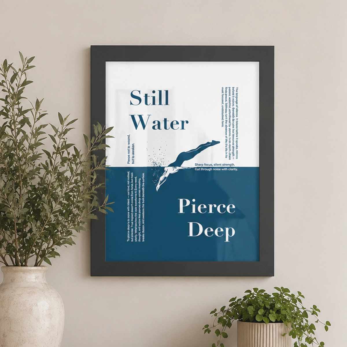 Still Water Pierce Deep Framed Poster