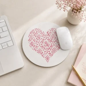Pink Heart Mouse Pad