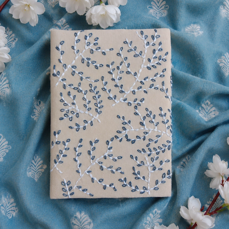 PEARL JOY – Hand Embroidered A5 Journal - Cream, A5 & 160