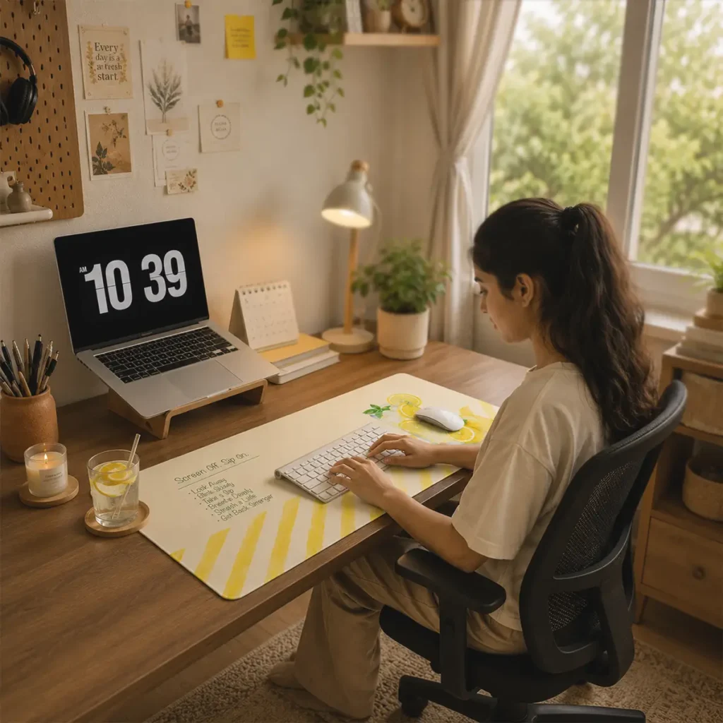 Screen Off Sip On Desk Mat