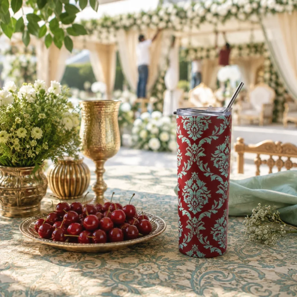 Royal Damask Printed Tumbler - Red, 20 oz