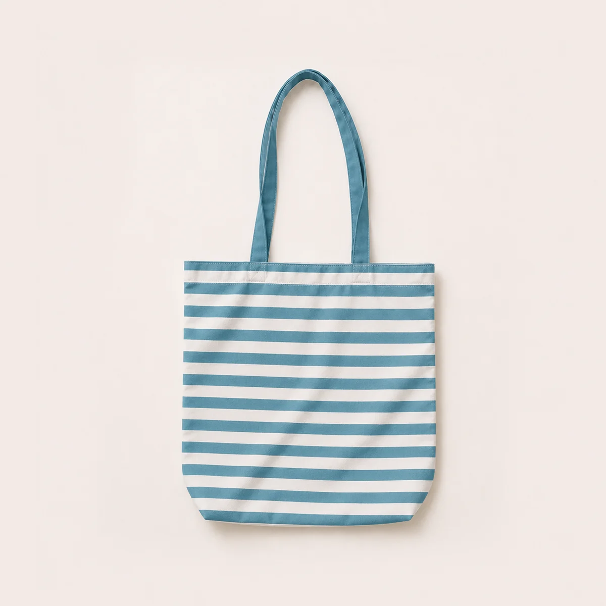 Light Blue Stripe Tote Bag With Zipper