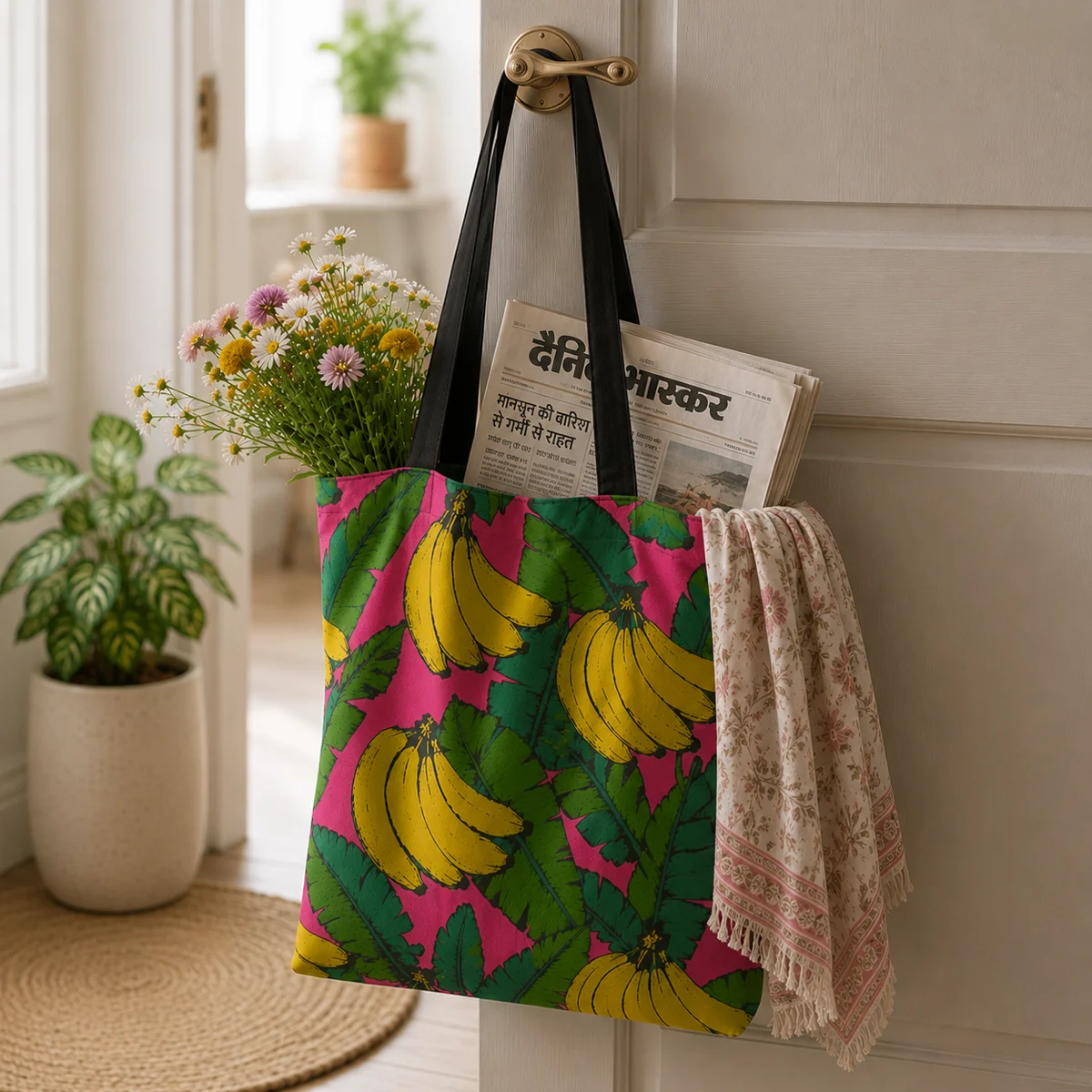 Be Banana Tote Bag With Zipper