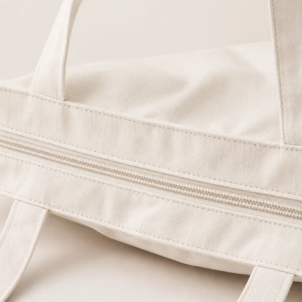 Small Tote Bag Zipper Detail