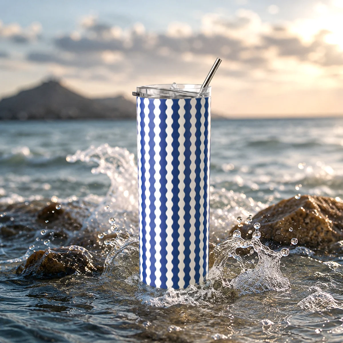 Wavy Days Printed Tumbler - Blue, 20 oz