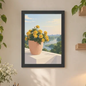Potted Genda Phool Framed Poster_FR_034_WH_2